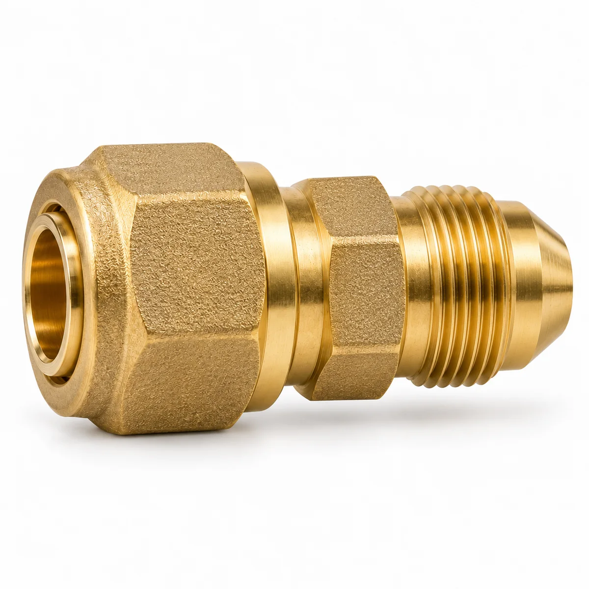 Adaptador PEALPE a Flare macho de latón Adaptador de latón con compresión para tubería PEALPE y conexión macho Flare