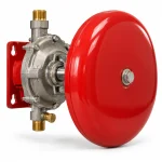 Campana hidráulica de alarma tipo gong roja con motor de agua, eje y conexiones para sistema de rociadores | HIDRALCO Colombia
