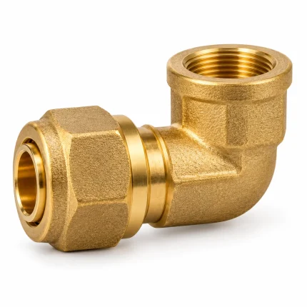 Codo de latón de 90 grados con extremo de compresión PEALPE y salida roscada hembra NPT