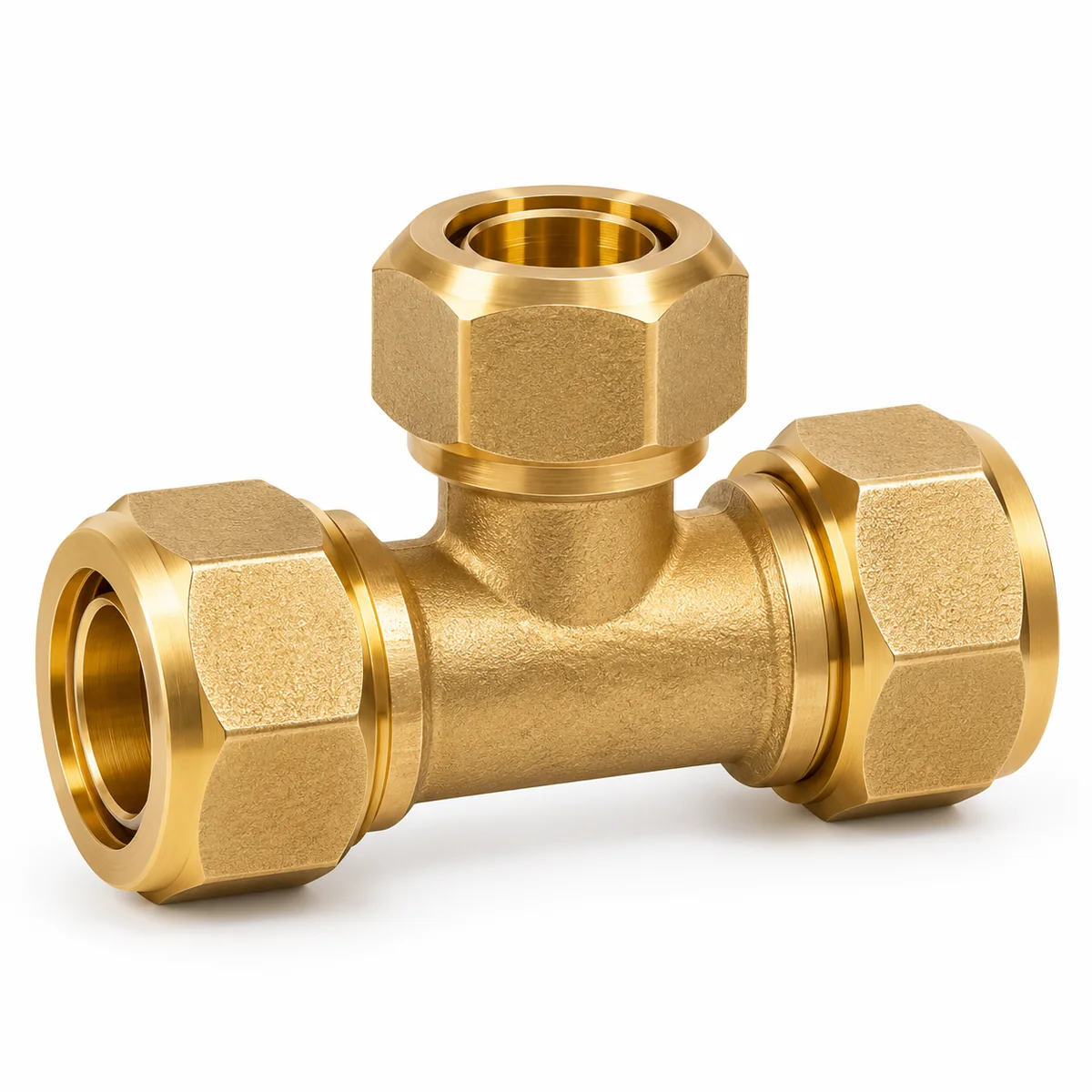 Tee recta de latón PEALPE con tres conexiones Tee recta de latón con tres conexiones de compresión para tubería PEALPE