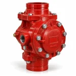 Válvula de retención y alarma para rociadores de sistema húmedo, cuerpo rojo con tapa de inspección y conexión de alarma | HIDRALCO Colombia