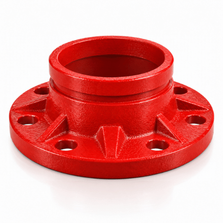 Adaptador brida ranurada rojo para redes contra incendio de 2″ a 12″