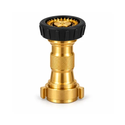 Boquilla chorro niebla de bronce para manguera contra incendio con protector negro