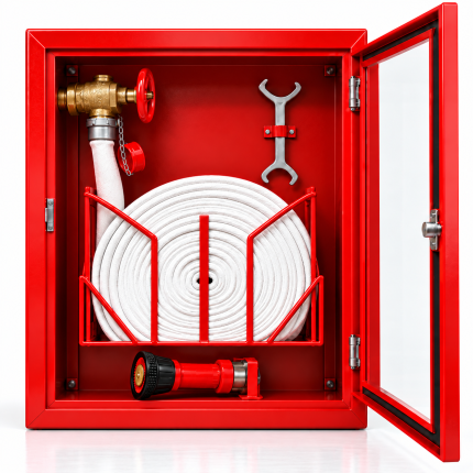 Gabinete contra incendio Tipo I con manguera, válvula angular, boquilla y llave Spanner